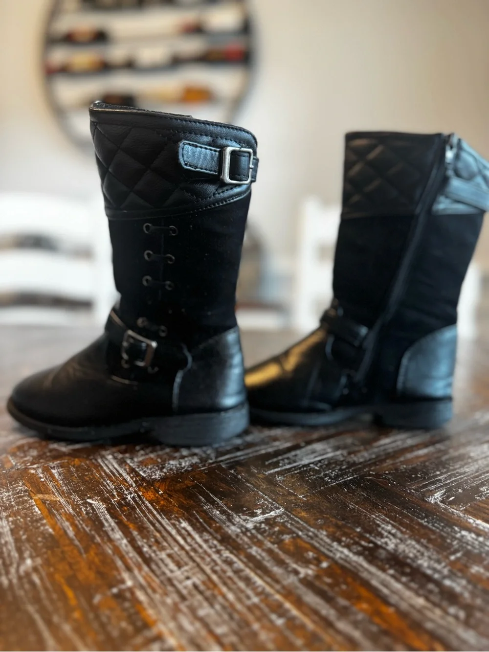 Girls' Black Moto Boots - Size 11